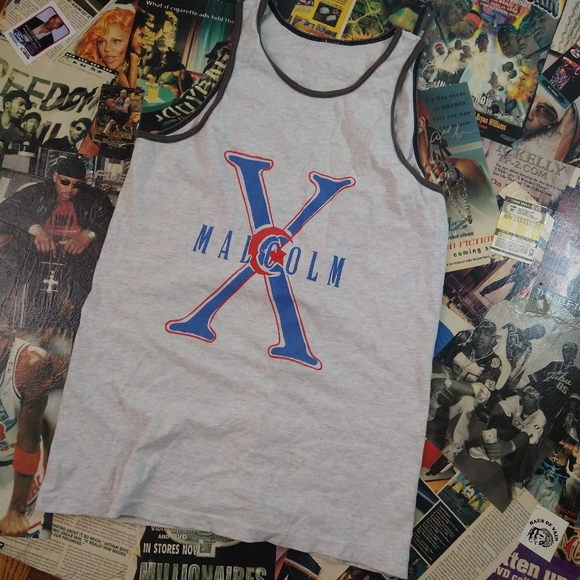 Vintage Malcolm X Nation Of Islam Star Crescent Moon Tank Top Single Stitch XL
